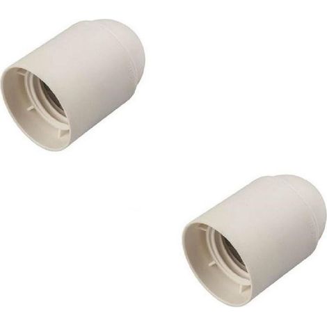 PORTALAMPADA E 27 BIANCO IN BAKELITE ATTACCO PICCOLO 2 PEZZI (1/2)