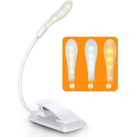 Lampe de lecture LED rechargeable, col flexible à 360°, 3 températures de couleur, 3 niveaux de luminosité, interrupteur tactile, mini veilleuse, lampe de lecture, lampe de voyage (1/4)
