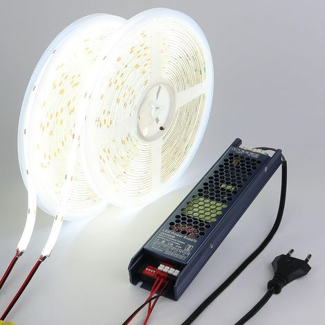 24V Ruban LED COB 20M (10M x 2), Bande LED 6000K Blanc Froid Exterieur Etanche, 312LEDs/M CRI 93 Autocollante Bandeau avec Alimentation pour Chambre, Décoration Maison, Cuisine (1/5)