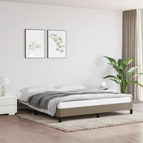Lit double pour adulte - Cadre de lit Taupe 180x200 cm Tissu BV716123 - BonneVie (1/5)