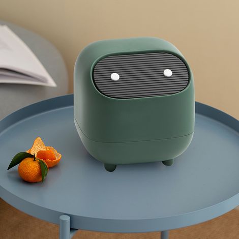 Poubelle de bureau Creative Home Mini à double compartiment avec couvercle, en plastique, verte, idéale pour la table de chevet ou le salon (1/4)