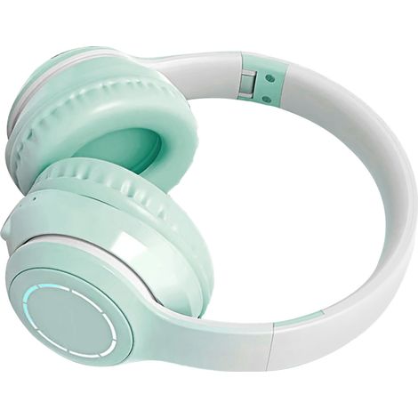 Écouteurs Bluetooth sans fil, pliables, à couleurs dégradées et lumineux, avec basses puissantes et réduction de bruit, couleur verte, pour téléphone et ordinateur portable. (1/5)