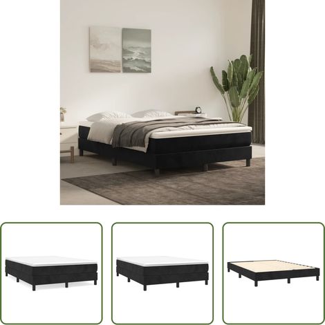 vidaXL Matelas -  Cadre de lit à lattes noir 140x190 cm velours (1/5)