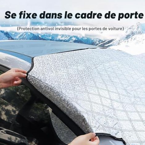 Déflecteur de givre pour pare-brise 140 x 100 cm avec petit grattoir à glace, protection hivernale contre la neige, les rayons UV et les fientes d'oiseaux, convient à la plupart des voitures. (1/3)