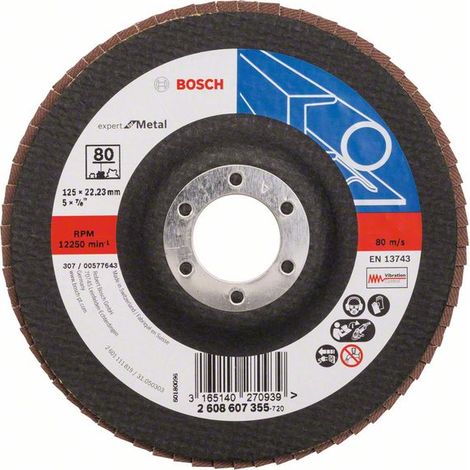 BOSCH EXPERT PARA METAL disco de láminas con superficie plana Ø125 - Grano 80 - 2608607355 (1/2)