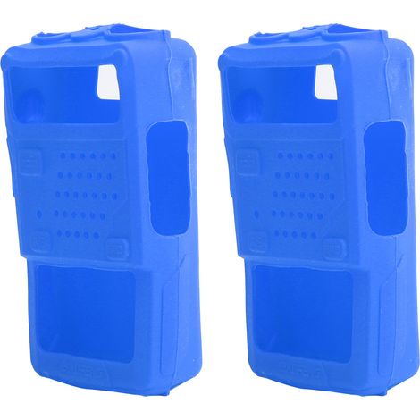 Lot de 2 étuis de protection souples en silicone pour mini talkie-walkie Baofeng UV5R (bleu) (1/5)