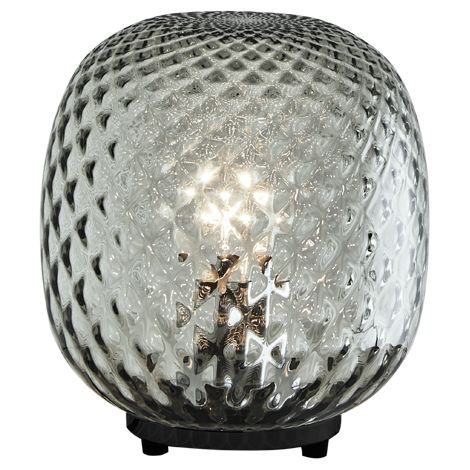 Lampe De Table Oban Noire Avec Diffuseur En Verre Soufflé Bouche, Effet Ballotin, Finition Pétrole - Connexion E27 Groupe Rossini (1/5)