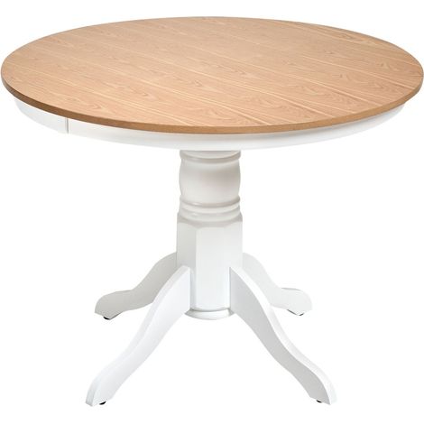 Tavolo da pranzo rotondo in legno di frassino con piedistallo 100 cm Akron