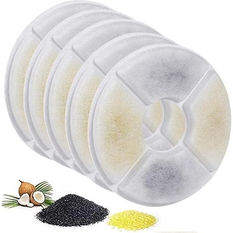 Lot de 5 filtres pour fontaine à chat E versweet Solo SE/Solo 2/3 Pro/3/2S avec 10 filtres éponges, système de filtration quadruple 3.0 (1/5)