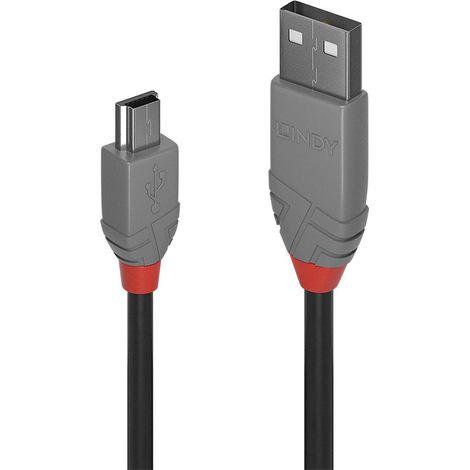 Lindy 36723 cavo USB USB 2.0 2 m USB A Mini-USB B Nero, Grigio (1/3)