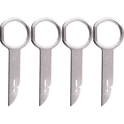 4 Pièces Clé Extraction autoradio, Demontage Cle Outils de DéMontage de Garnitures Universel Autoradio, Acier Inoxydable Clef Extraction Autoradio (1/5)