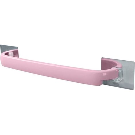 Porte-serviettes mural rose, auto-adhésif, adapté aux salles de bains et aux cuisines, gain de place et facile à ranger.