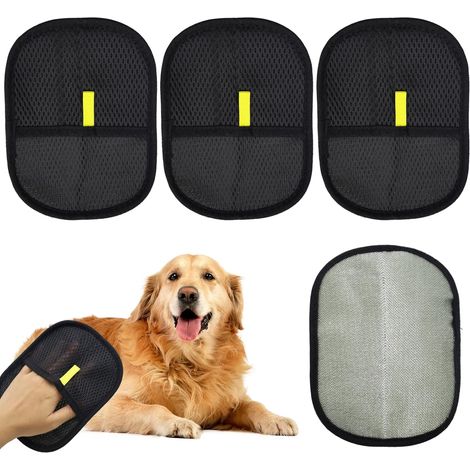 4 Gant De Toilettage Double Face,Matériau Polyester,Noir,Pour Chats Chiens Vêtements Canapés (1/5)