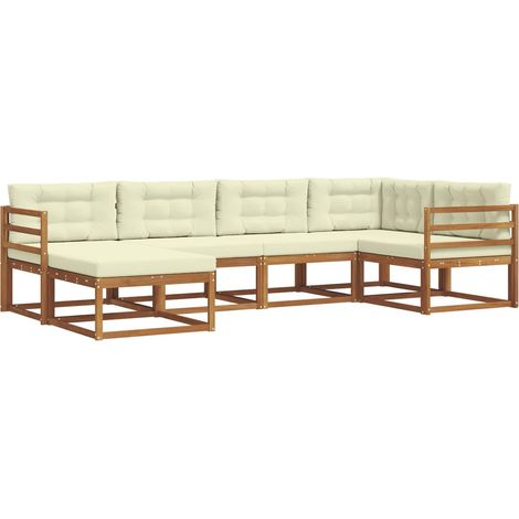 Outdoor Sofa Set with Cushion 6 pcs Natural and Cream vidaXL (1/5)