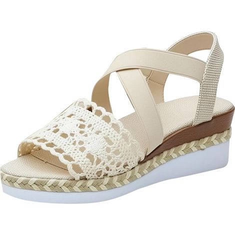 Sandalias de verano para mujer: estilo tejido, puntera con tiras, talón descubierto, sandalias casuales con hebilla simple, sandalias de tiras en T para mujer. (1/5)