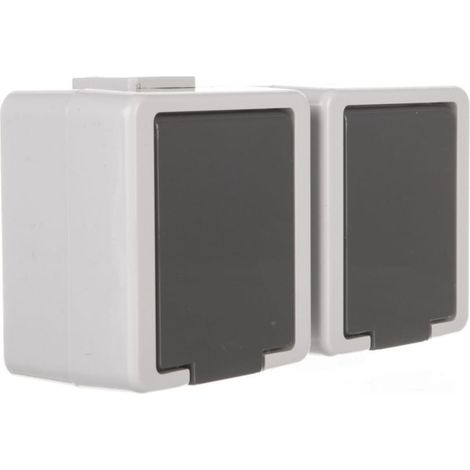 Jantar Doppelsteckdose mit/ohne IP44-Abdeckung, grau GNt-6J