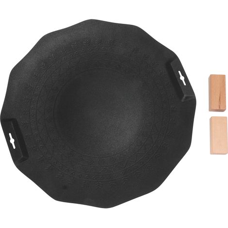Poêle à griller portable pour barbecue, antiadhésive, sans fumée, pour grillades à la maison, avec poignée, noire, géométrique, 35 cm (1/5)