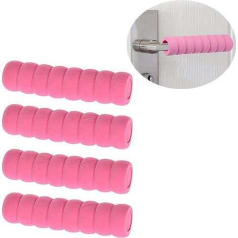 Confezione da 4 paracolpi in gomma morbida per maniglie di porte, protezioni antiurto per pareti (rosa) (1/5)