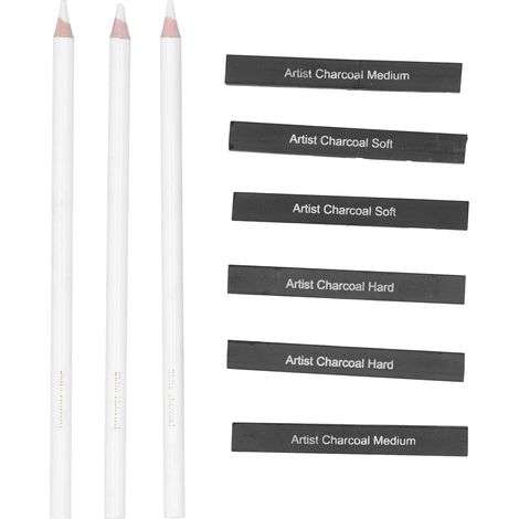 White Charcoal Pencils Carbon Drawing for Art Student Sketch Painting Accessories (1/5)