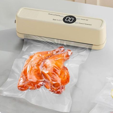 Scelleur Alimentaire Système De Scellage D'Air De Cuisine Ajustable Machine De Scellage Sous Vide Pour La Conservation Des Aliments Pour Céréales Complètes, Fruits Secs, Fruits De Mer, Poulet (1/4)
