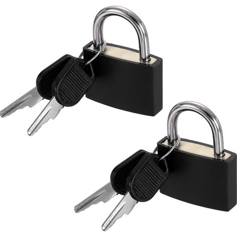 Lot de 2 petits cadenas de 4,1 cm de long avec clés de 4,1 cm de long, recouverts d'ABS en laiton massif, antirouille et étanche, pour sac à dos, casier, armoire, boîtes, noir (1/5)