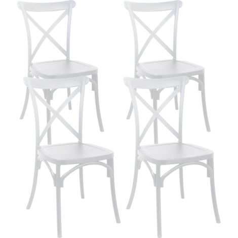 Lot de 4 chaises de terrasse en plastique blanc (1/5)