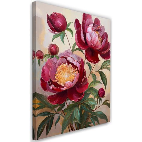 Tableau déco Fleur de pivoine rouge bourgogne 40x60 (1/5)