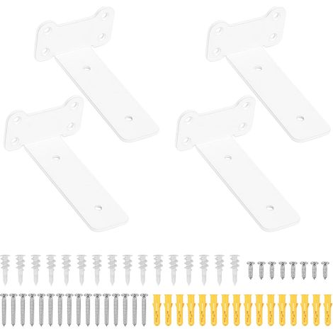 4 Pcs Equerre Etagere Murale Blanc, 125 mm Equerre Charge Lourde, Équerre Étagère de Fixation Etagere Murale Invisible, Supports d'Étagère Murale Metal Industrielle pour Étagère Meuble (1/5)