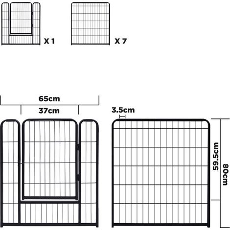 HENGMEI Enclos pliable pour chiot - 80 x 65 cm - 80 x 65 cm - Avec porte et ancrage au sol - Pour intérieur/extérieur - Résistant aux intempéries