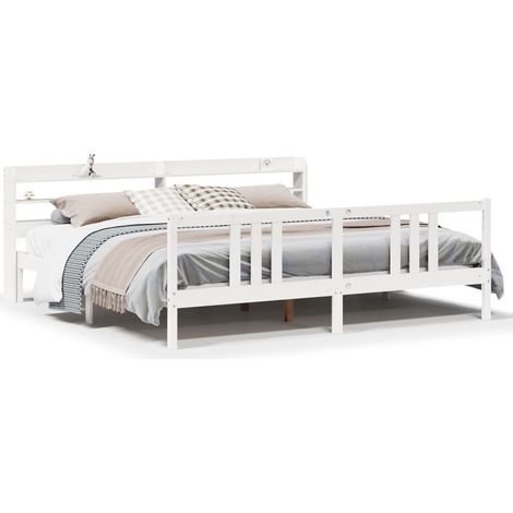 Maison Exclusive - Cadre de lit avec tête de lit sans matelas blanc 200x200 cm (1/5)