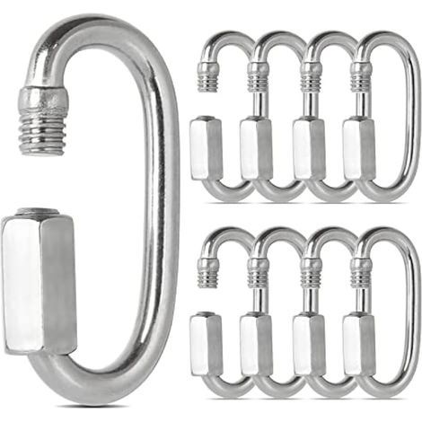 16 PCS Maillon Rapide INOX M4 Mousquetons à Verrouillage 304 Forme de D, Mini Mousqueton a Vis pour Accessoires de Randonnée, Camping, Extérieur et Intérieur (1/5)