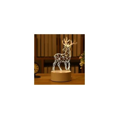 3D-LED-Acryl-Nachtlicht mit USB-Lampe, Neonlichtschild, Weihnachtsdekoration, Dekoration für Zuhause oder Schlafzimmer, Geburtstags- oder Hochzeitsgeschenk, 1 Stück (Sika-Hirsch, Cha-Crezuo-Licht)