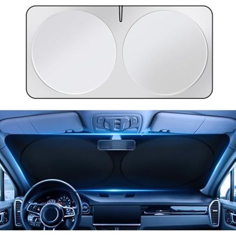 Profitez d'une protection solaire ultime : ajustement universel, installation facile, construction durable. Gardez votre voiture au frais avec style (pare-soleil rond pour voiture-03) (1/5)