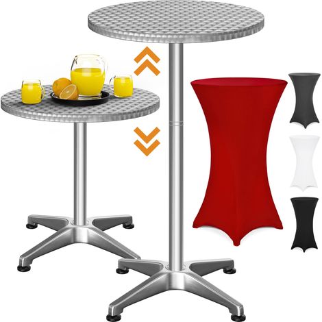 CASARIA® Table Basse Mange debout en Aluminium - Table à Manger et Meuble Cuisine - Hauteur Réglable 70-115 cm, grand Plateau 60 cm, 4 Pieds Stables, Résistante aux Intempéries, Housse Incluse  Rouge