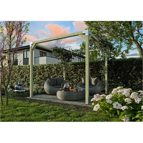 QUATTRO-Pergola1 240x240x240cm Pfosten 9x9cm, inkl.Steckverb.