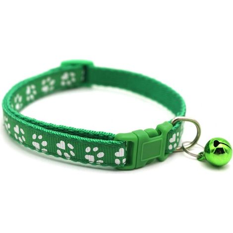 Collier pour chiot, patte en nylon avec Clochette réglable libération clip (vert foncé) (1/5)