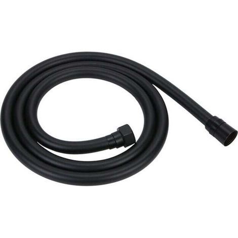 Noir Flexible Douche 1,5m en PVC Tuyau douche Avec double protection anti-torsion, tuyau de douche Remplacement Universel, Avec double tête en laiton de qualité supérieure, Anti-torsion