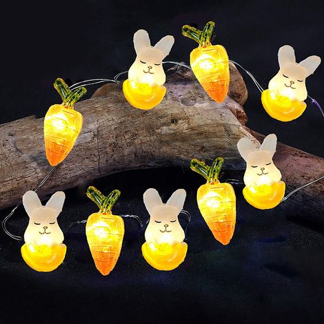 Lichterkette in Hasenform für Osterdekoration, 2 Meter, 20 LEDs, batteriebetrieben (1/5)