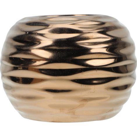 Vase en Céramique Dorée Rond pour Fleurs Séchées et Hydroponiques, Léger et Facile à Nettoyer, Décoration Élégante pour Bureau ou Salon (1/5)