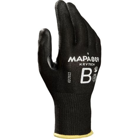 Gants de manutention Mapa KRYTECH 809 taille 9, Résistance abrasion et coupures, 1 Paire, Noir ( Prix pour Paquet de 12 Paires )
