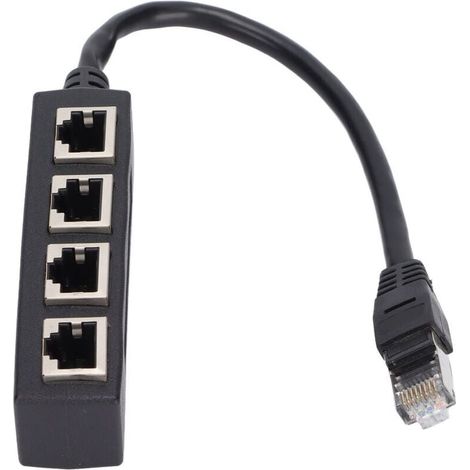 Adaptateur répartiteur RJ45 jusqu'à 4 ports, transmission fluide, excellente connexion, adaptateur de câble réseau (1/4)