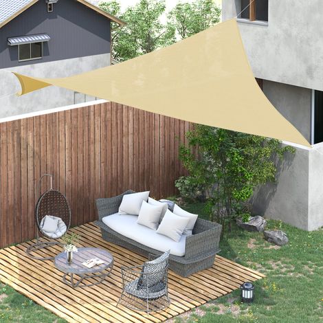 Großes rechteckiges Sonnensegel 4 x 3 m, hochdichtes Polyethylen (HDPE), UV-beständig, beige