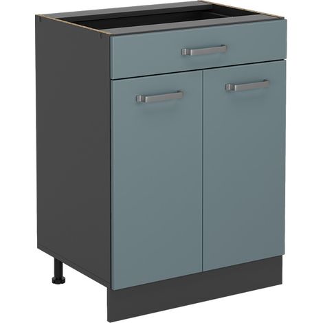 Küchenunterschrank R-Line, Blau-Grau, 60 cm mit Schublade, ohne Arbeitsplatte, Vicco