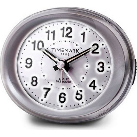 Orologio-Sveglia Analogico Timemark Argentato Luce LED Silenzioso Snooze Modalità notte 9 x 9 x 5,5 cm (9 x 9 x 5,5 cm)