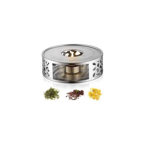 Calentador de teteras de acero inoxidable, calentador de bandejas de té con portavelas, calentador de teteras resistente al calor apto para todas las teteras y cafeteras (estilo 1) - Crezuo