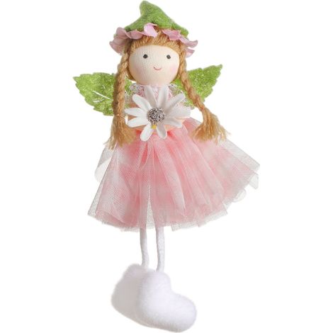 Ornement Suspendu Ange Fleur - 17 cm - Pour Décoration Pâques Printemps Mariage Fête - Lot de 4 (1/5)