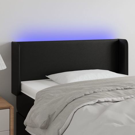 Tête de lit à LED - Design industriel - Pour Lit adulte - Noir 103x16x78/88 cm Similicuir Chic-187640 (1/5)