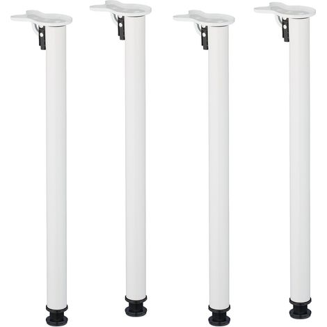 Relaxdays Pied de table, lot pratique de 4, pour la table à manger ou le bureau, H x D : 71 x 5 cm, blanc (1/5)