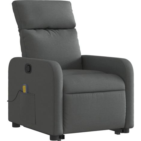 Poltrona relax TV funzione massaggio reclinabile sollevamento elettrico in tessuto grigio scuro DEC026964