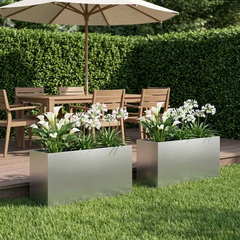 Cache-pot de jardin 2 pc Argenté 100 x 30 x 50 cm (1/5)